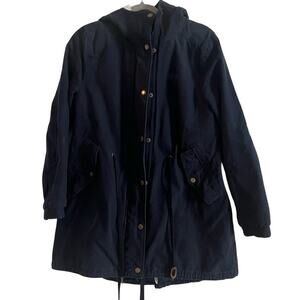 Navy Adidas Drawstring Canvas  Coat- Size M